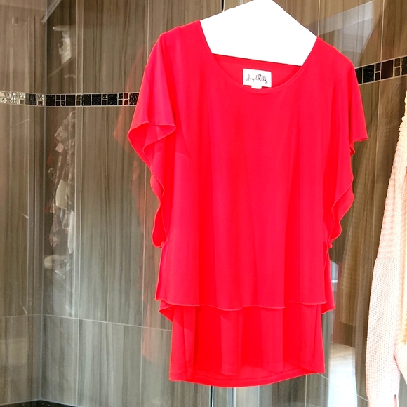 Joseph Ribkoff Tops - Joseph Ribkoff size 8 red tank top with overlay